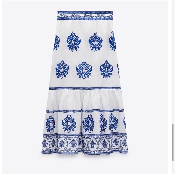 ZARA VIRAL EMBROIDERED SKIRT - Picture 13 of 15